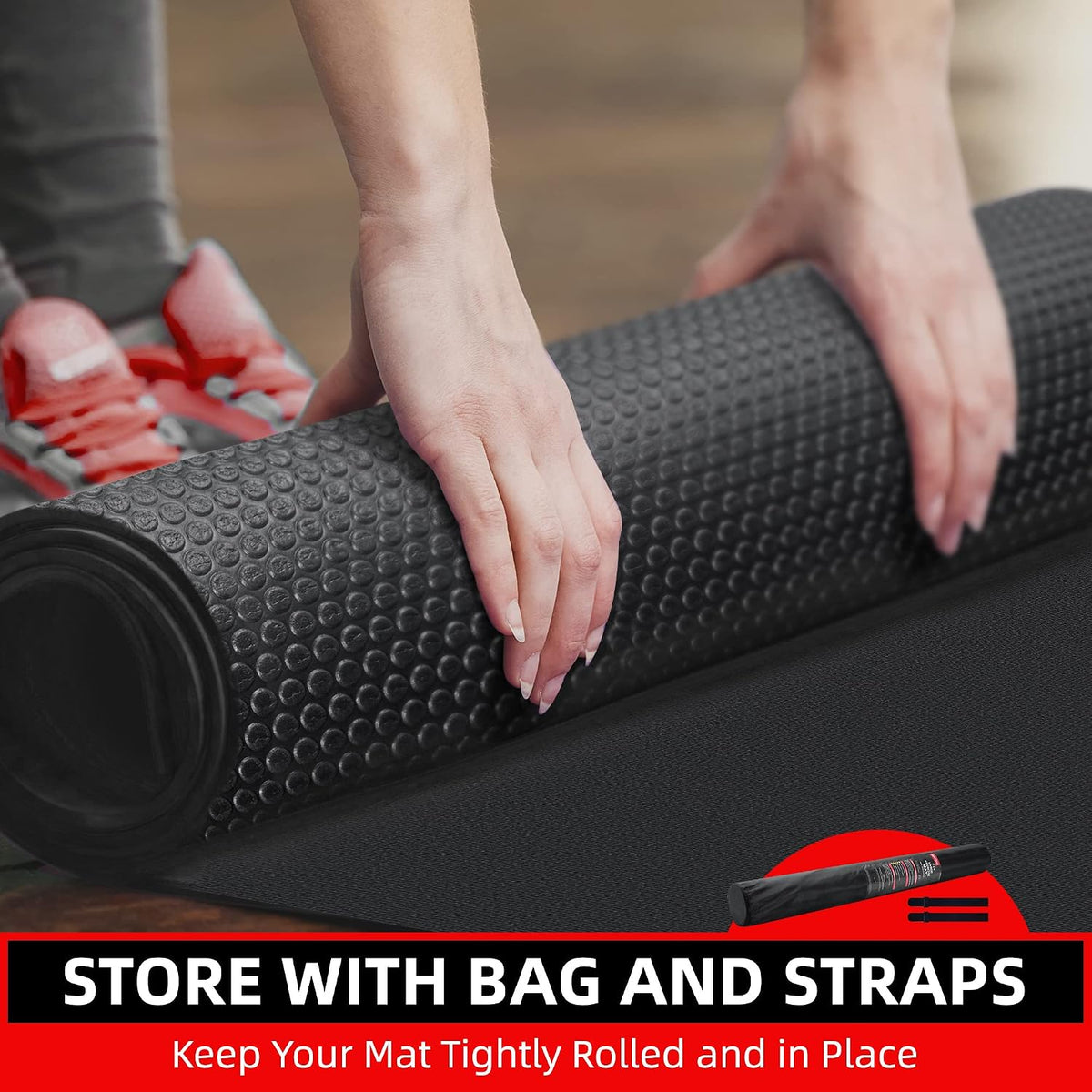 Large Exercise Mat for Home Workouts, 12x6/10x6/9x6/8x6/7x5/6x4 ft