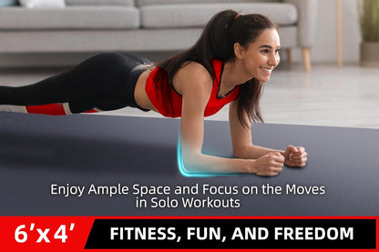 Large Exercise Mat for Home Workouts, 12x6/10x6/9x6/8x6/7x5/6x4 ft
