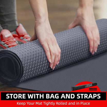 Large Exercise Mat for Home Workouts, 12x6/10x6/9x6/8x6/7x5/6x4 ft
