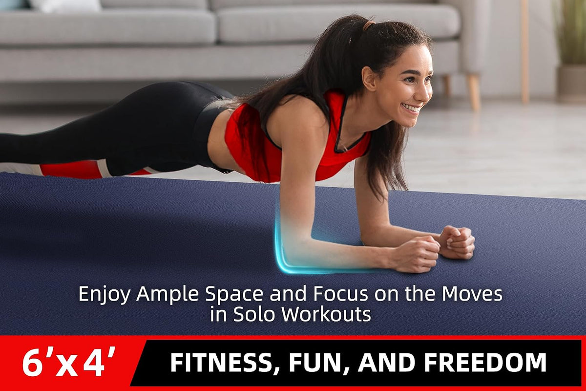 Large Exercise Mat for Home Workouts, 12x6/10x6/9x6/8x6/7x5/6x4 ft