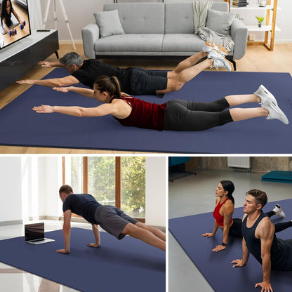 Large Exercise Mat for Home Workouts, 12x6/10x6/9x6/8x6/7x5/6x4 ft