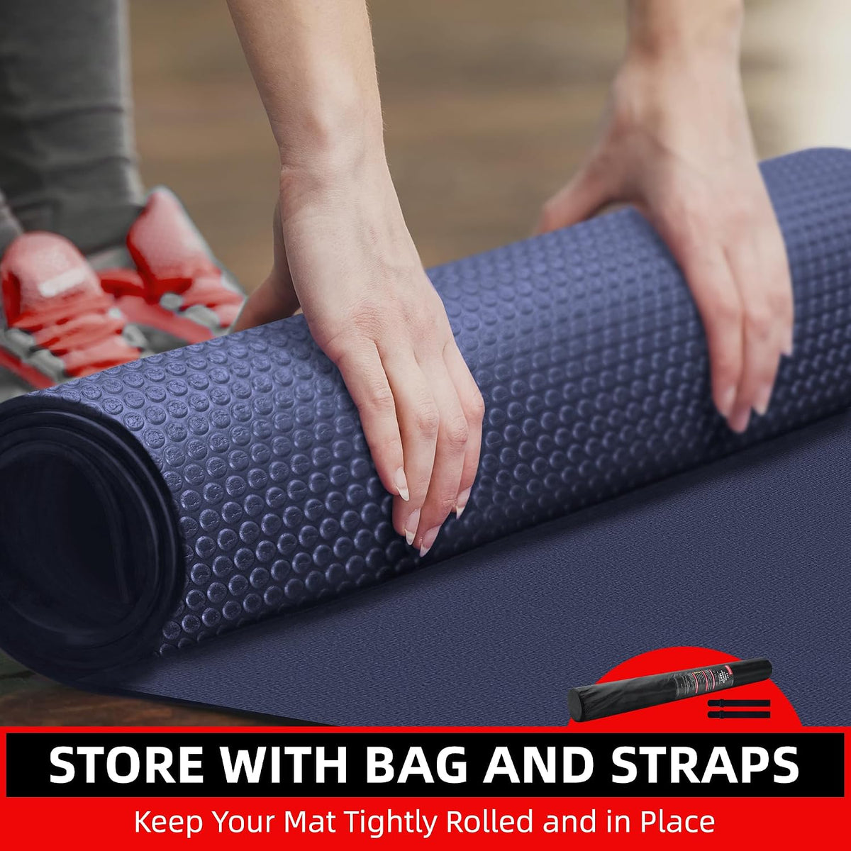 Large Exercise Mat for Home Workouts, 12x6/10x6/9x6/8x6/7x5/6x4 ft