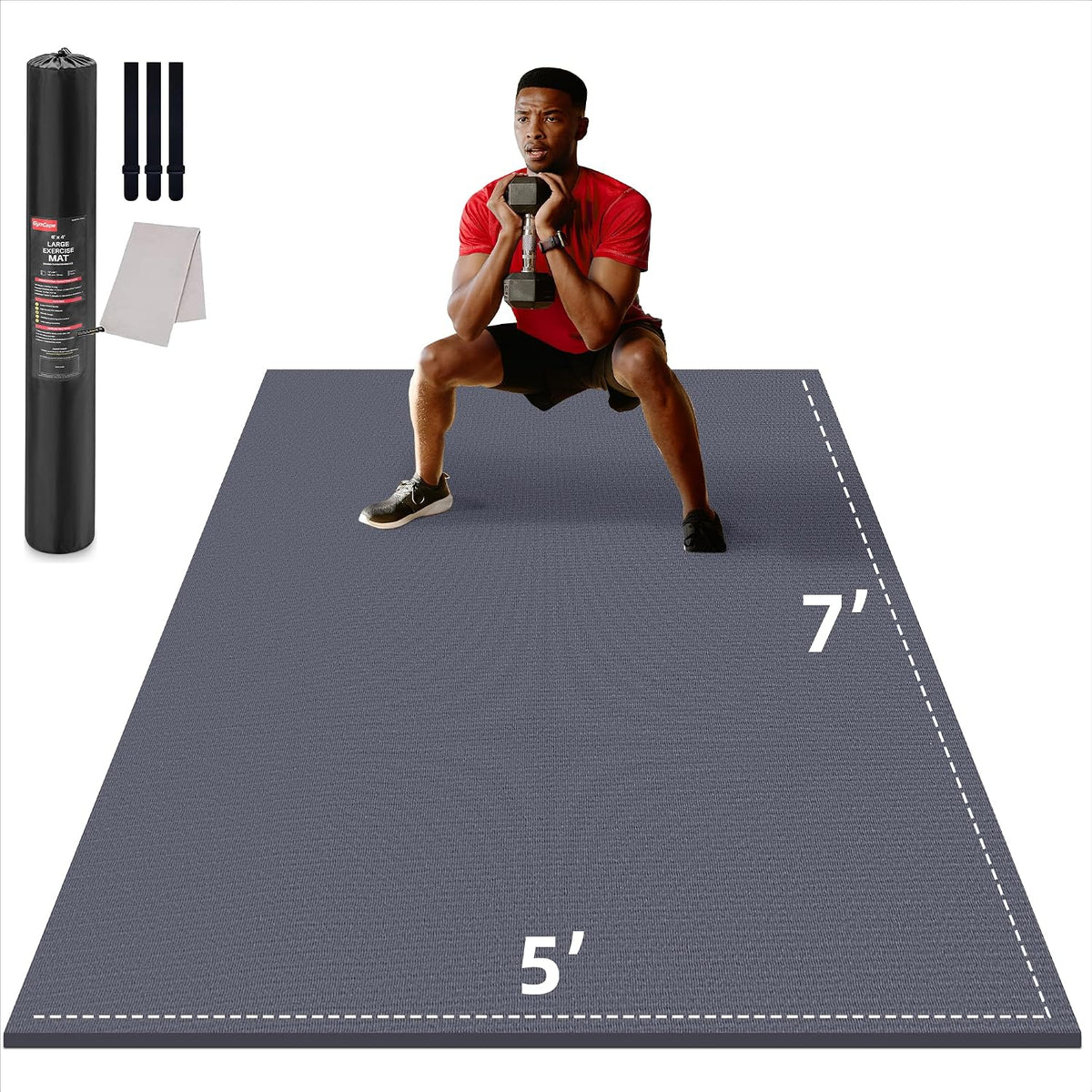 Large Exercise Mat for Home Workouts, 12x6/10x6/9x6/8x6/7x5/6x4 ft