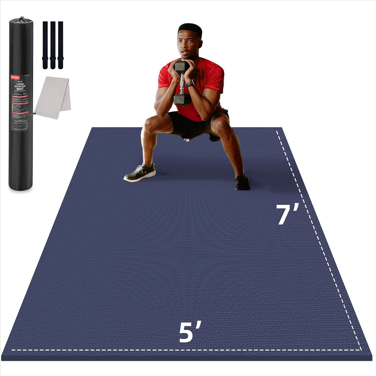 Large Exercise Mat for Home Workouts, 12x6/10x6/9x6/8x6/7x5/6x4 ft