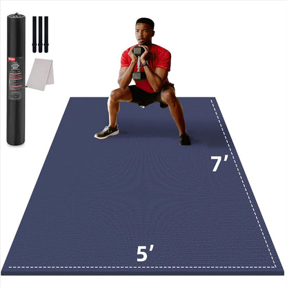 Large Exercise Mat for Home Workouts, 12x6/10x6/9x6/8x6/7x5/6x4 ft