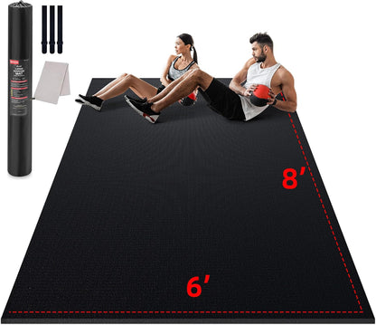 Large Exercise Mat for Home Workouts, 12x6/10x6/9x6/8x6/7x5/6x4 ft