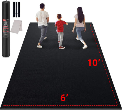 Large Exercise Mat for Home Workouts, 12x6/10x6/9x6/8x6/7x5/6x4 ft