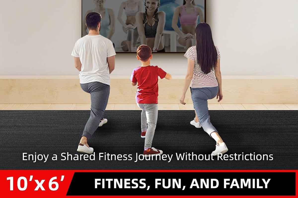 Large Exercise Mat for Home Workouts, 12x6/10x6/9x6/8x6/7x5/6x4 ft