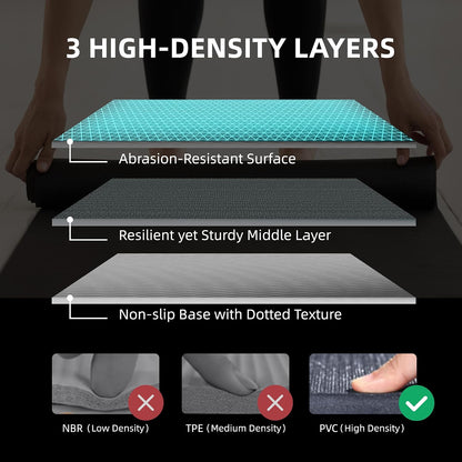 Large Exercise Mat for Home Workouts, 12x6/10x6/9x6/8x6/7x5/6x4 ft