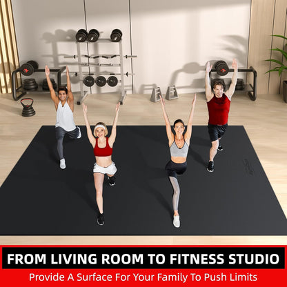 Large Exercise Mat for Home Workouts, 12x6/10x6/9x6/8x6/7x5/6x4 ft