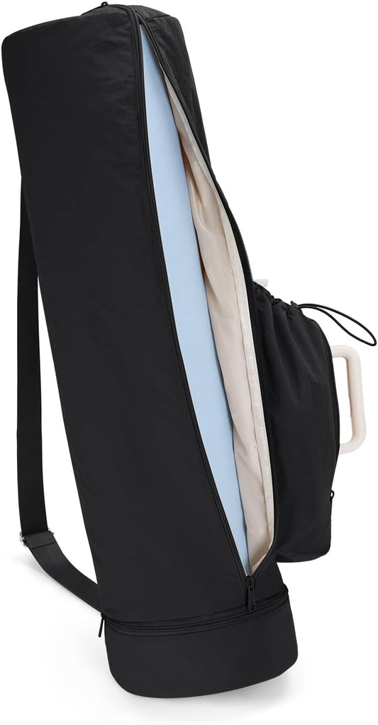 Puffy Yoga Mat Bag Yoga Gym Bags for Women Men, Full-Zip Pilates Bag with Wet Pocket & Side Zip Drawstring Pocket Fits Tumblers with Handle, Yoga Mat Storage for Carrier Quick Access