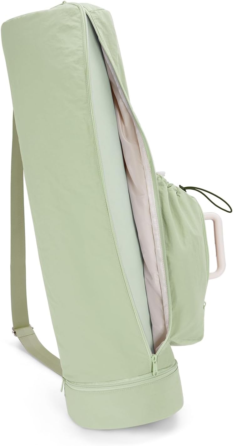 Puffy Yoga Mat Bag Yoga Gym Bags for Women Men, Full-Zip Pilates Bag with Wet Pocket & Side Zip Drawstring Pocket Fits Tumblers with Handle, Yoga Mat Storage for Carrier Quick Access