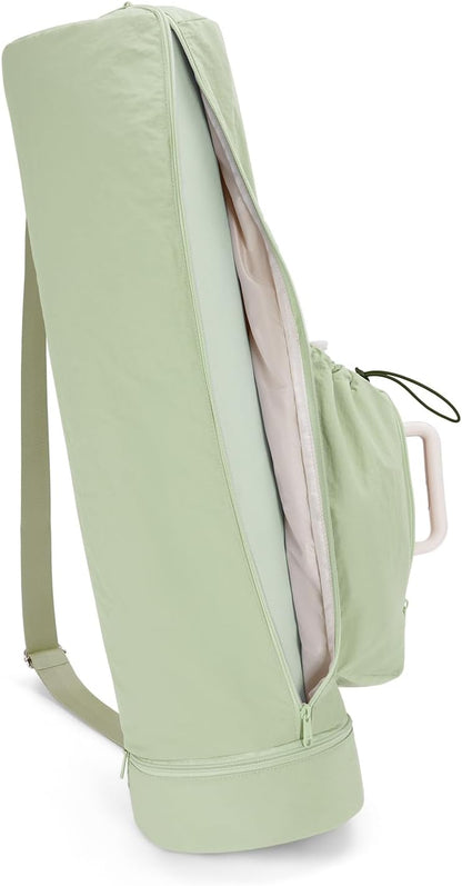 Puffy Yoga Mat Bag Yoga Gym Bags for Women Men, Full-Zip Pilates Bag with Wet Pocket & Side Zip Drawstring Pocket Fits Tumblers with Handle, Yoga Mat Storage for Carrier Quick Access