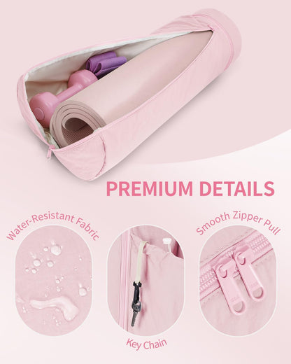 Puffy Yoga Mat Bag Yoga Gym Bags for Women Men, Full-Zip Pilates Bag with Wet Pocket & Side Zip Drawstring Pocket Fits Tumblers with Handle, Yoga Mat Storage for Carrier Quick Access