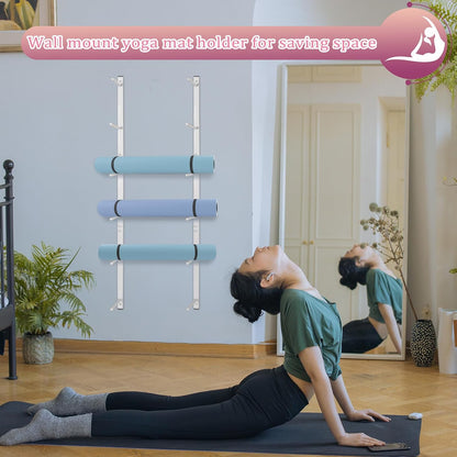 Yoga Mat Holder Wall Mount Yoga Mat Storage Holder Yoga Mat Organizer Skateboard Wall Mount for Foam Rollers Skateboard Ski Board