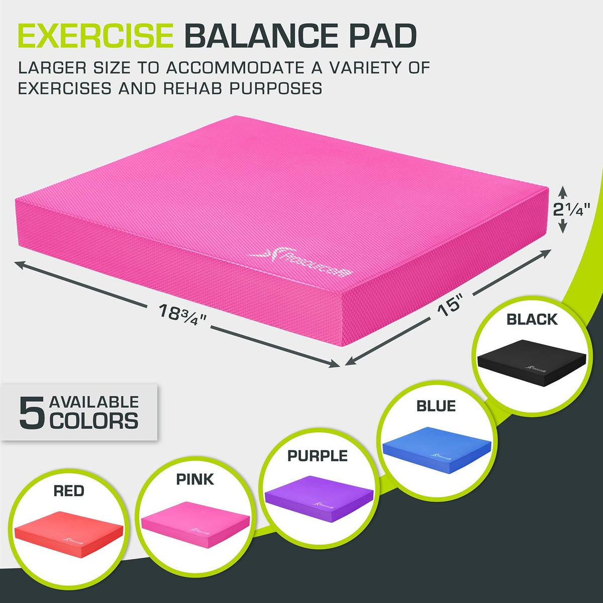 Exercise Balance Pad, Non-Slip Cushioned Foam Mat & Knee Pad for Fitness and Stability Training, Yoga, Physical Therapy