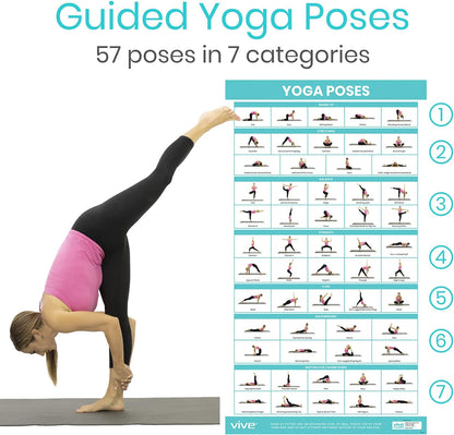 Yoga Poster - Poses for Beginners and Experts - Mat Exercise Home Gym