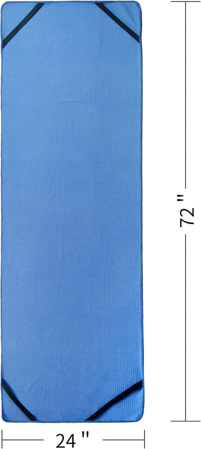 Microfiber Non Slip Yoga Mat Towel, Secure Elastic Straps, 24x72 in