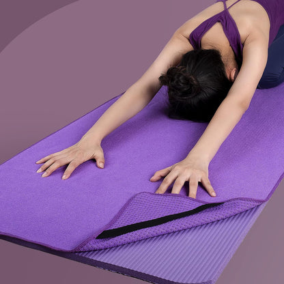 Microfiber Non Slip Yoga Mat Towel, Secure Elastic Straps, 24x72 in