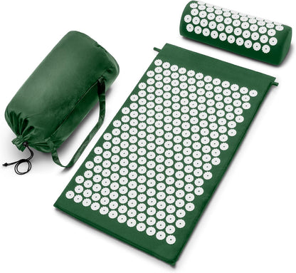 Sivan Acupressure Mat & Pillow Set for Back & Neck (Large, Green/White)