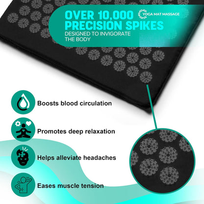 Sivan Acupressure Mat & Pillow Set for Back & Neck (Large, Green/White)