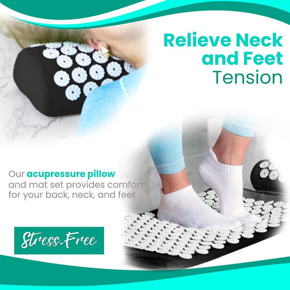 Sivan Acupressure Mat & Pillow Set for Back & Neck (Large, Green/White)