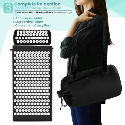 Sivan Acupressure Mat & Pillow Set for Back & Neck (Large, Green/White)