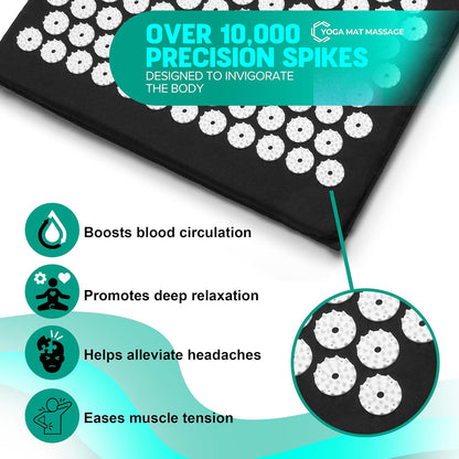 Sivan Acupressure Mat & Pillow Set for Back & Neck (Large, Green/White)