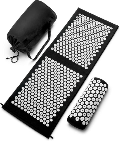Sivan Acupressure Mat & Pillow Set for Back & Neck (Large, Green/White)
