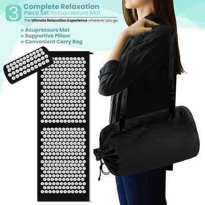 Sivan Acupressure Mat & Pillow Set for Back & Neck (Large, Green/White)