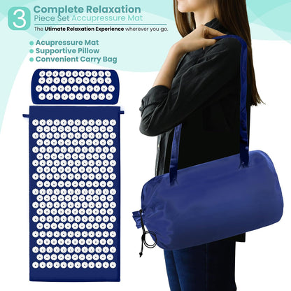 Sivan Acupressure Mat & Pillow Set for Back & Neck (Large, Green/White)