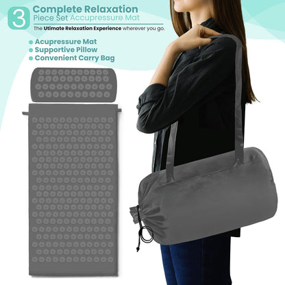 Sivan Acupressure Mat & Pillow Set for Back & Neck (Large, Green/White)