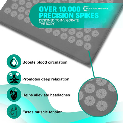 Sivan Acupressure Mat & Pillow Set for Back & Neck (Large, Green/White)