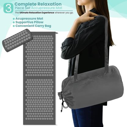 Sivan Acupressure Mat & Pillow Set for Back & Neck (Large, Green/White)