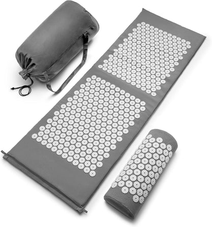 Sivan Acupressure Mat & Pillow Set for Back & Neck (Large, Green/White)
