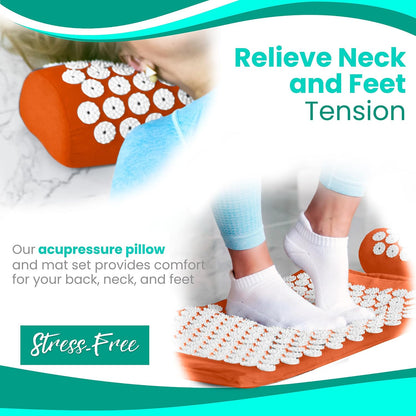 Sivan Acupressure Mat & Pillow Set for Back & Neck (Large, Green/White)