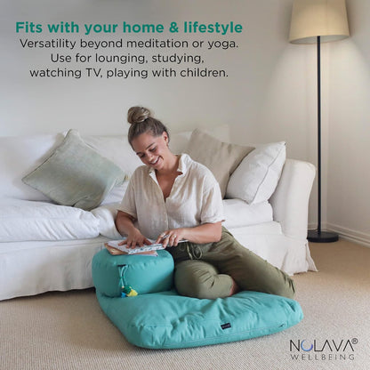 NOLAVA Round Zafu Cushions 15"x6" & Zabuton Meditation Cushions 32"x28"x3" - Premium Comfort for Mindful Practices - Yoga Bolster Pillow & Meditation Floor Pillow Essentials