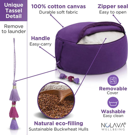 NOLAVA Round Zafu Cushions 15"x6" & Zabuton Meditation Cushions 32"x28"x3" - Premium Comfort for Mindful Practices - Yoga Bolster Pillow & Meditation Floor Pillow Essentials
