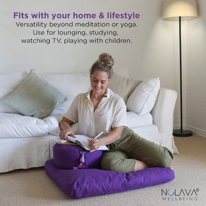NOLAVA Round Zafu Cushions 15"x6" & Zabuton Meditation Cushions 32"x28"x3" - Premium Comfort for Mindful Practices - Yoga Bolster Pillow & Meditation Floor Pillow Essentials