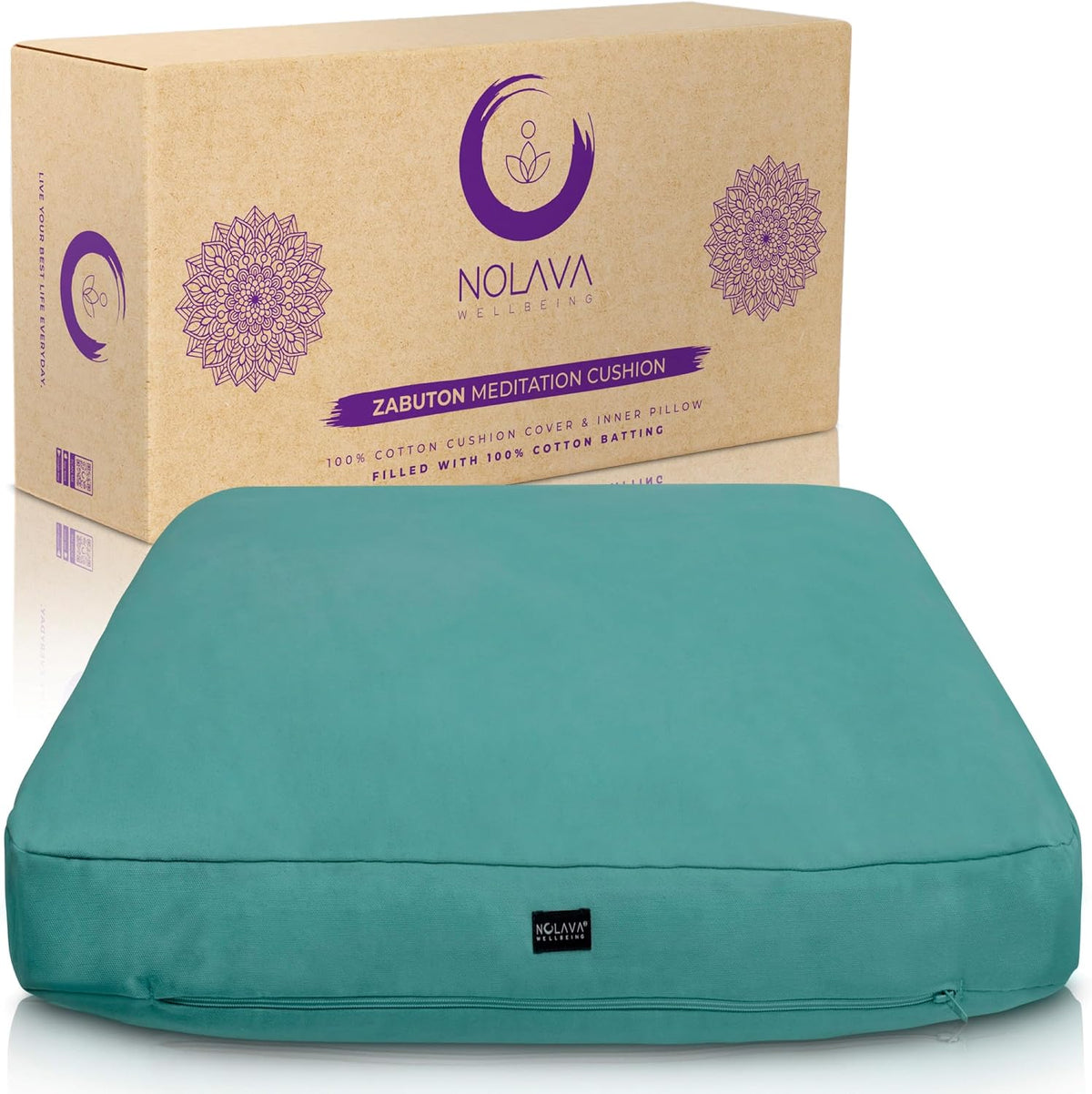 NOLAVA Round Zafu Cushions 15"x6" & Zabuton Meditation Cushions 32"x28"x3" - Premium Comfort for Mindful Practices - Yoga Bolster Pillow & Meditation Floor Pillow Essentials
