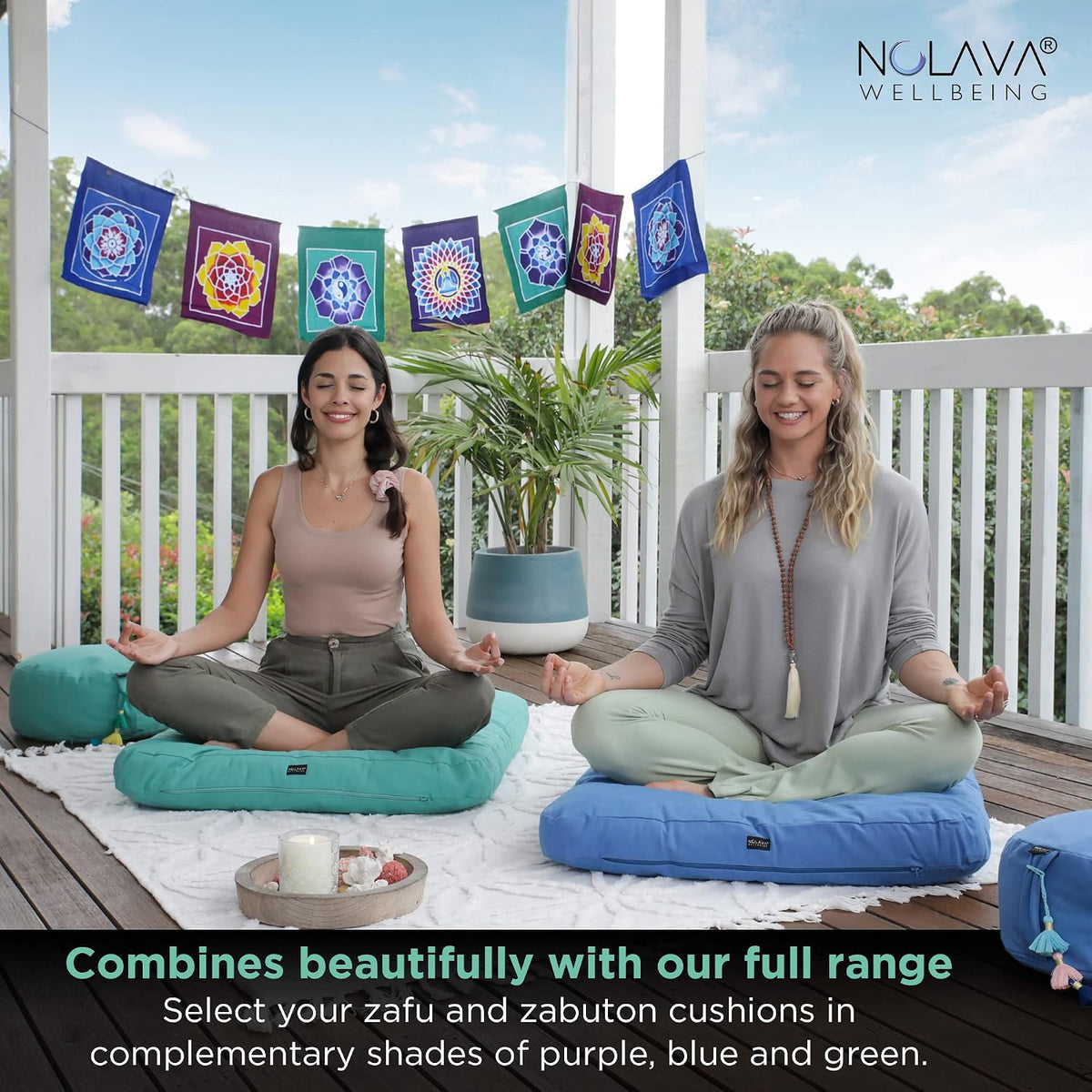 NOLAVA Round Zafu Cushions 15"x6" & Zabuton Meditation Cushions 32"x28"x3" - Premium Comfort for Mindful Practices - Yoga Bolster Pillow & Meditation Floor Pillow Essentials