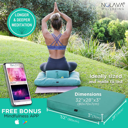 NOLAVA Round Zafu Cushions 15"x6" & Zabuton Meditation Cushions 32"x28"x3" - Premium Comfort for Mindful Practices - Yoga Bolster Pillow & Meditation Floor Pillow Essentials