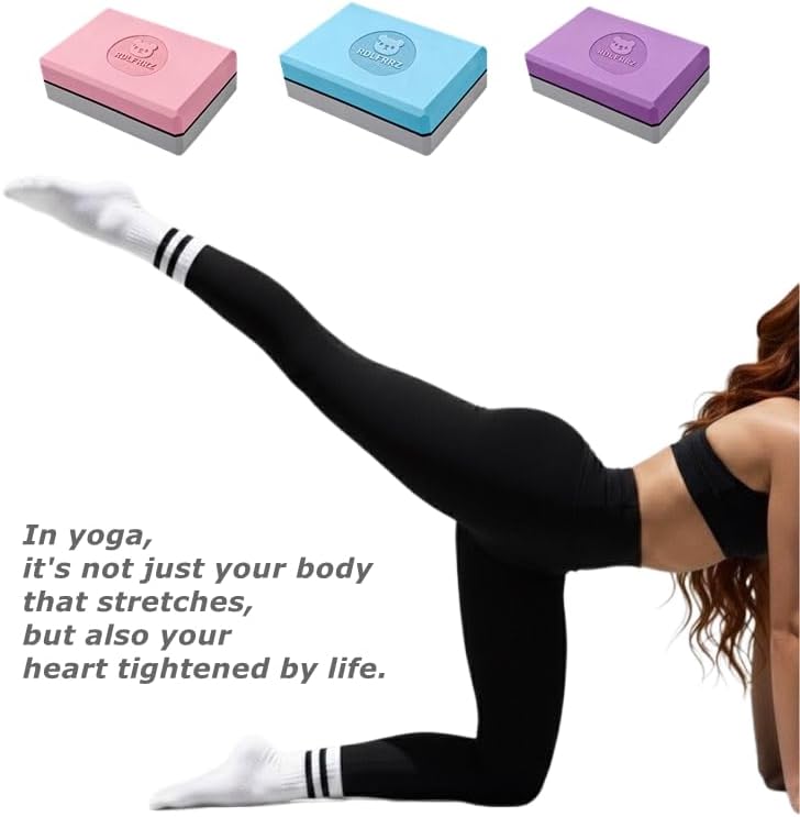 Premium Yoga Blocks - Non-Latex EVA Foam with Non-Slip Grip & Beveled Edges - Multiple Colors Available - Ideal for Yoga, Pilates, Meditation - Boost Stability, Balance and Deep Stretching