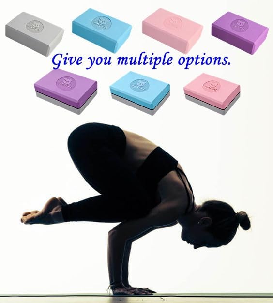 Premium Yoga Blocks - Non-Latex EVA Foam with Non-Slip Grip & Beveled Edges - Multiple Colors Available - Ideal for Yoga, Pilates, Meditation - Boost Stability, Balance and Deep Stretching