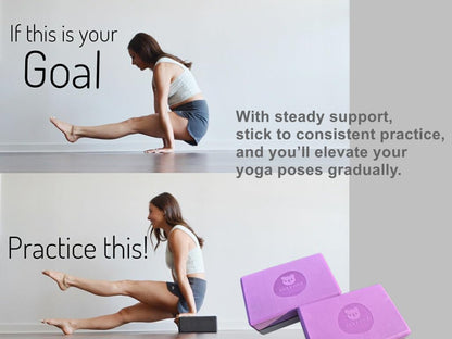 Premium Yoga Blocks - Non-Latex EVA Foam with Non-Slip Grip & Beveled Edges - Multiple Colors Available - Ideal for Yoga, Pilates, Meditation - Boost Stability, Balance and Deep Stretching