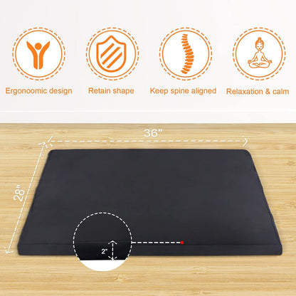 Zabuton Meditation Mat (36"×28"×2") Luxurious Meditation Cushion for Kneeling Sitting Large Floor Pillow Zafu/Bench-Washable Cotton Cover 100% Organic Cotton Filling (White)