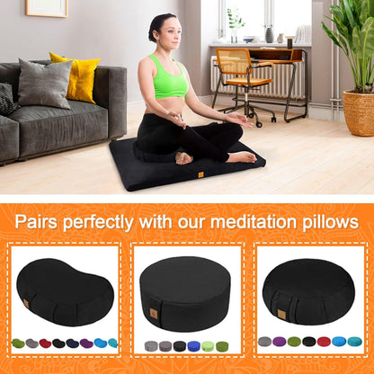 Zabuton Meditation Mat (36"×28"×2") Luxurious Meditation Cushion for Kneeling Sitting Large Floor Pillow Zafu/Bench-Washable Cotton Cover 100% Organic Cotton Filling (White)