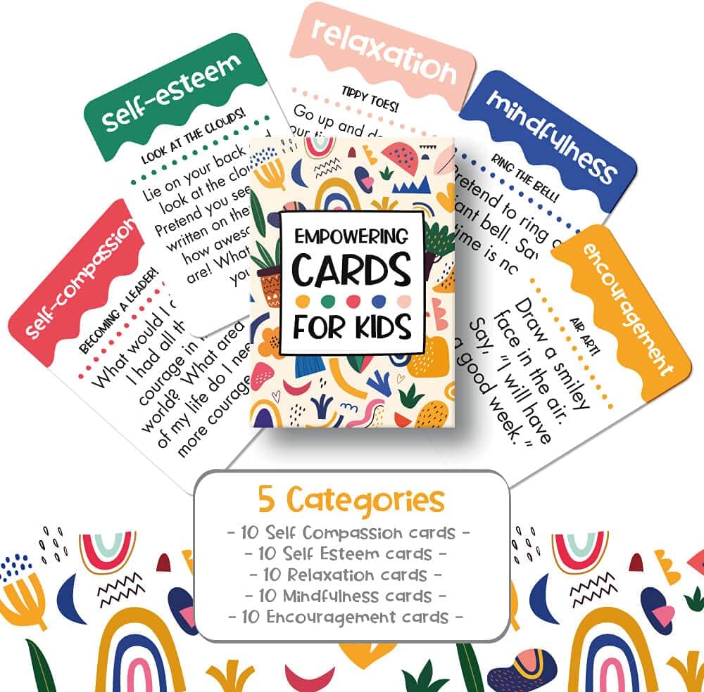Empowering Cards for Kids - Teaches Mindfulness, Affirmations, Self Esteem, Relaxation & More