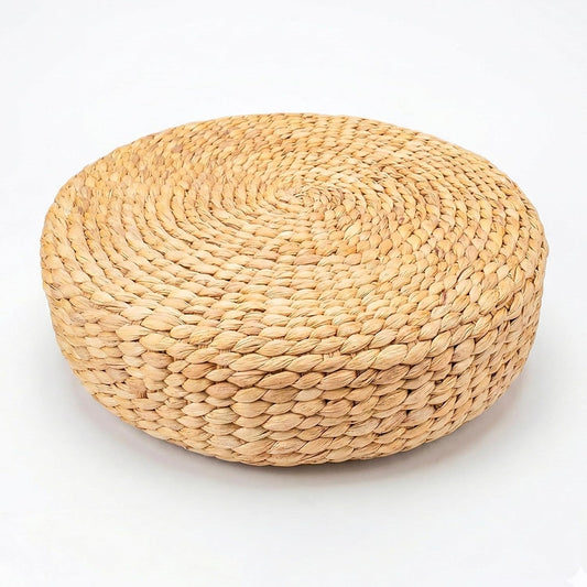 Water Hyacinth Cushion | Non-Slip Exercise & Fitness Mat for Meditation | Natural Rug, Straw Floor Mat for Meditation, Mat for Living Room, Bedroom and More