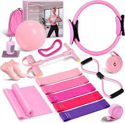 Pilates Essentials Kit for Women 15 Pcs Pilates Set for Home Workouts